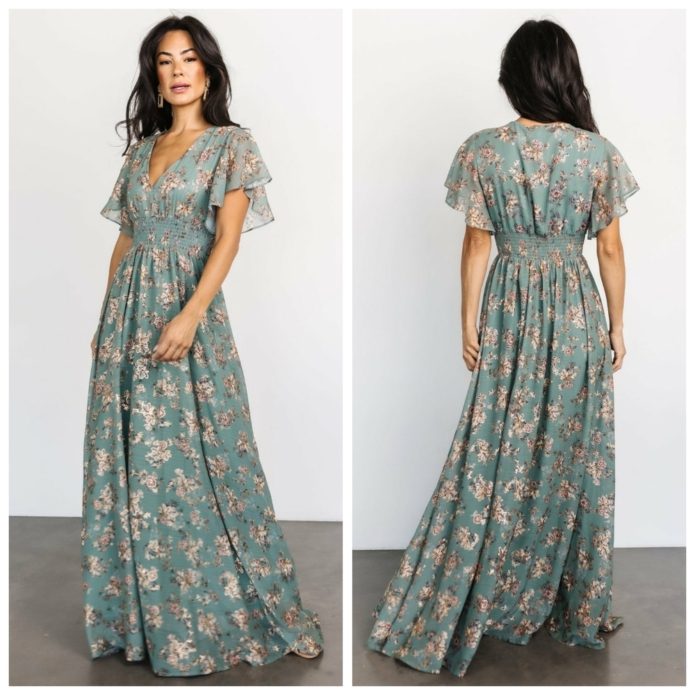 Baltic Born Teal Floral Maxi Dress
